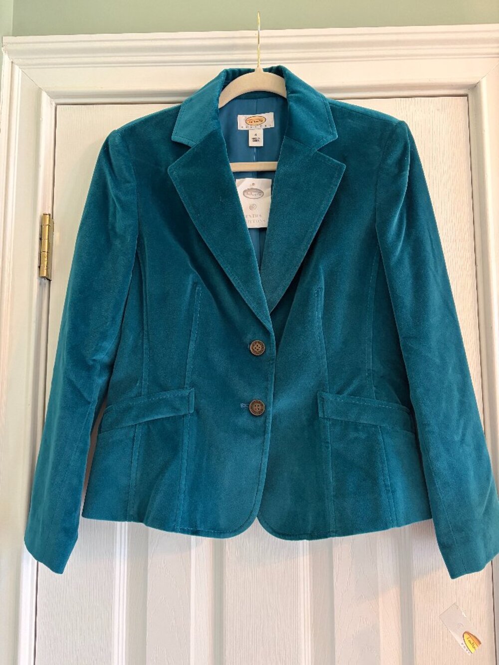 Talbots 6 Petite Teal Blazer Silk Cotton Blend NWT